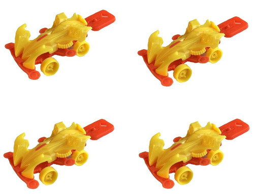 Mini 2" (5cm) Racer Cars with Key Launcher 4 Pack Yellow / Orange