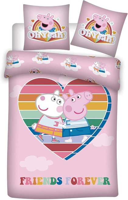 Peppa Pig Single (U.S Twin) Polyester Duvet Cover and Pillow Case