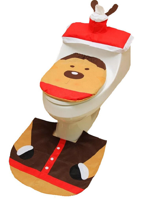 Christmas Reindeer 3 Piece Toilet Decoration Set