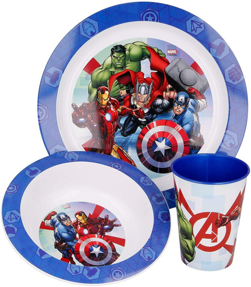 Avengers 3 Piece Meal Set Plate, Bowl, Tumbler Microwave Compatible