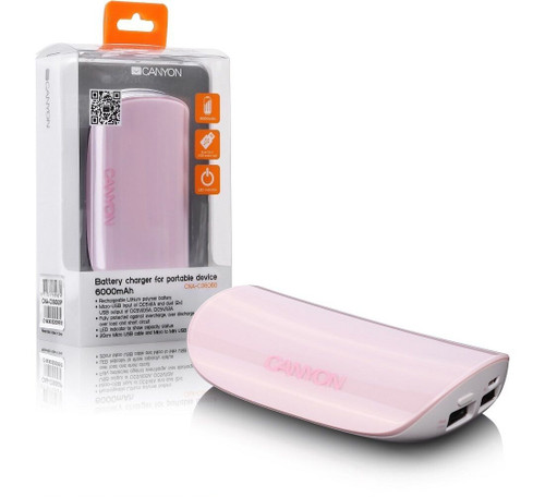 Canyon 6000mAh Dual USB Output Battery Charger CNA-C06060P Pink