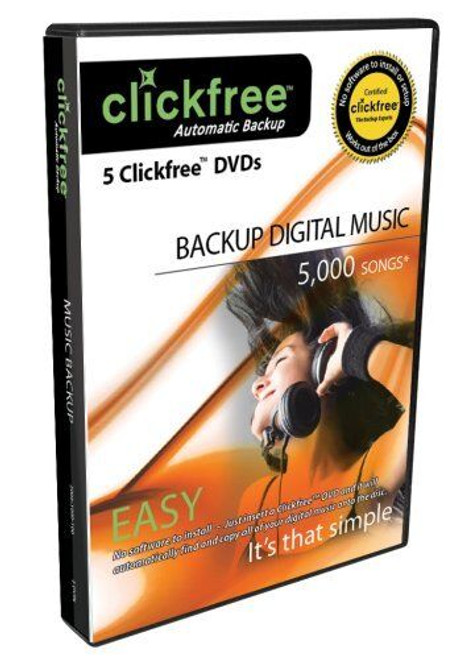 Clickfree 5 Backup DVD's Backup up to 5,000 Songs Automatically
