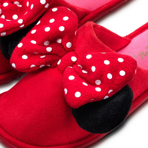 Disney Minnie Mouse Red Ladies Slippers with Bows Size 4 UK (37 EU, 6.5 U.S)