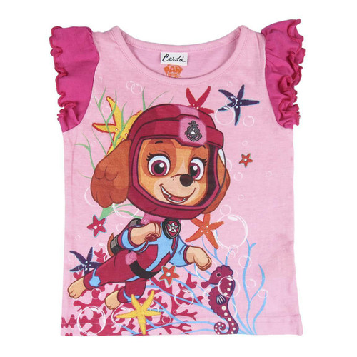 Paw Patrol Frilly Half Sleeve Pink Top Featuring Skye