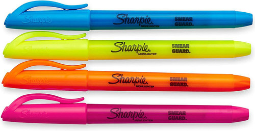 Sharpie Pocket Highlighters 4 Pack Chisel Tip Assorted Fluorescent Colours