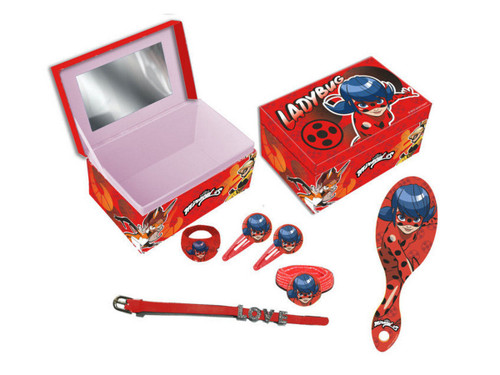 Miraculous Jewellery Box with Mirror and Hair Accessories, Cardboard