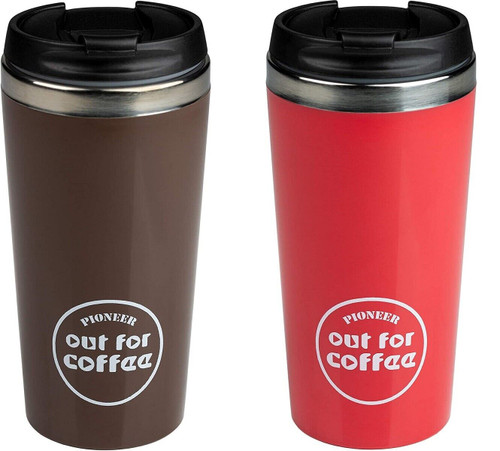 Pioneer 'Out for Coffee' Insulated Travel Mug, 420ml, Stainless Steel