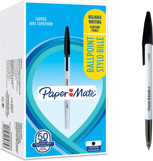 Paper Mate 045 Ball Point Pens 1.0mm Capped 50 Pack Black
