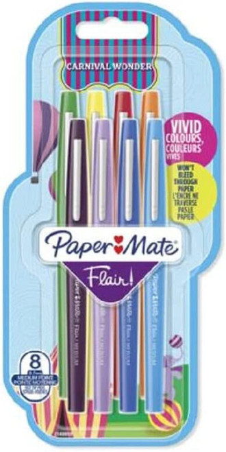 Paper Mate Flair Medium 0.7mm Carnival Wonder 8 Pack Blister