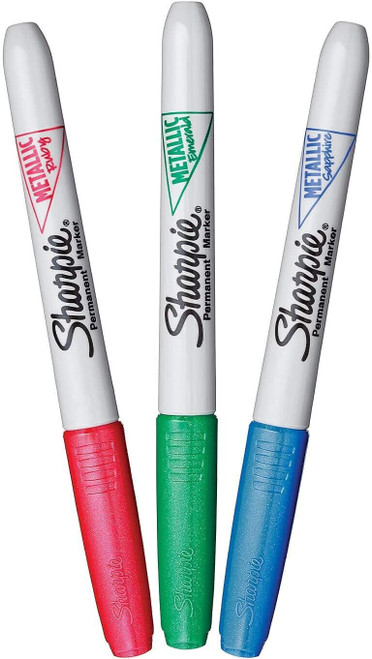 Sharpie Fine Point Metallic Permanent Marker 3 Pack, Emerald, Ruby, Sapphire