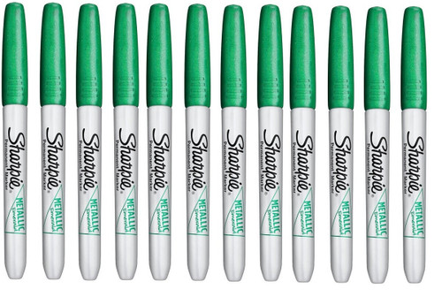 Sharpie Fine Permanent Marker Pen Metallic Emerald Green 12 Pack