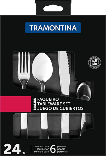 12 X Tramontina Stainless Steel 24 Piece Cutlery Sets, Knife Fork and Tea Spoon