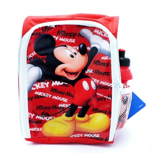 12 X Disney Mickey Mouse Red Lunch Backpacks Bag with Plastic Juice Bottle