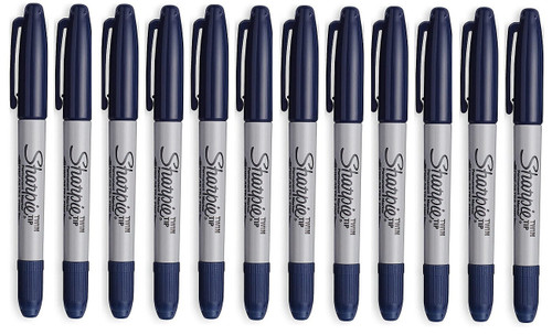 Sharpie Fine / Ultra Fine Permanent Marker Pen Twin Tip Navy Blue 12 Pack