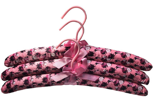 Floral Satin Style Padded Clothes Hangers 3 Pack