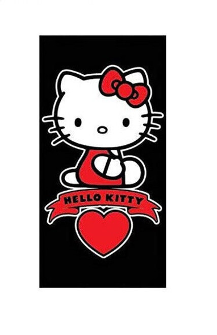 Hello Kitty Heart 100% Cotton Microfibre Beach Towel