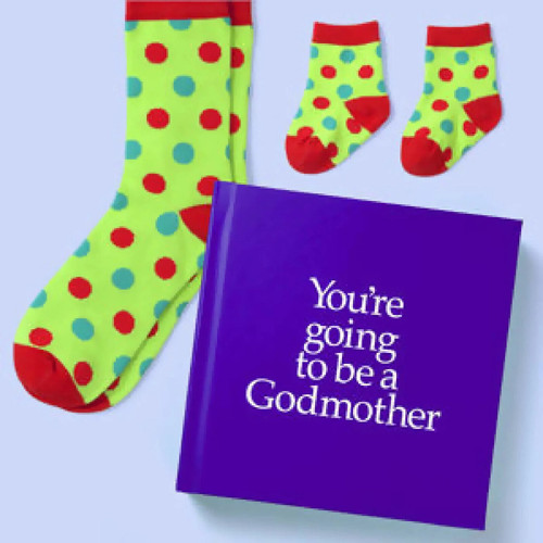 'You're Going to be a Godmother' Hardback Book with Two Pairs of Socks