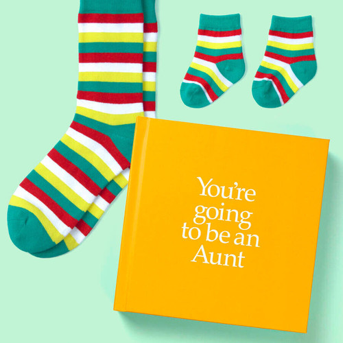 'You're Going to be an Aunt' Hardback Book with Two Pairs of Socks