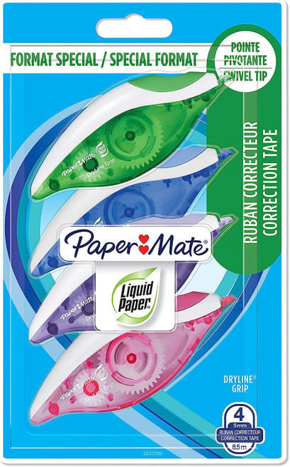 Paper Mate Liquid Paper DryLine Grip Correction Tape 4 Pack