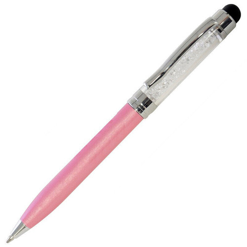 Rona Small Metallic Pink Rollerball Stylus Pen with Crystal Detail