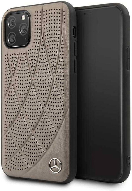 Mercedes Benz Licensed Protective Quilted Leather Cover for iPhone 11 PRO Brown