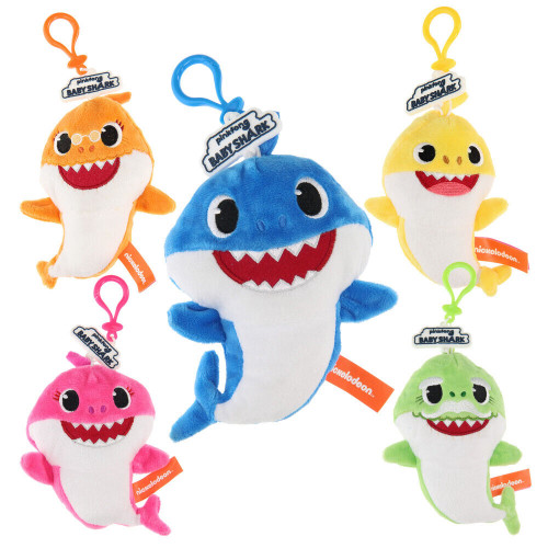 Baby Shark Plush Keyring Coin Purse with Small Zipped Pocket 5 Piece Set