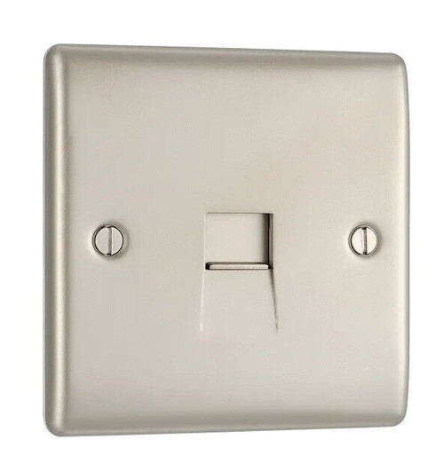 BG Single UK BT Telephone Socket Metal Pearl Nickel Finish