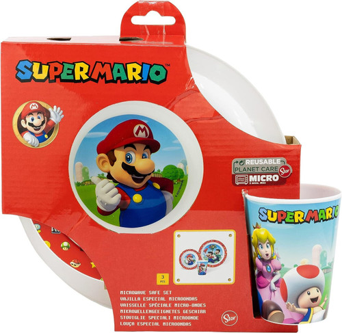 Super Mario 3 Piece Meal Set Plate, Bowl and Tumbler