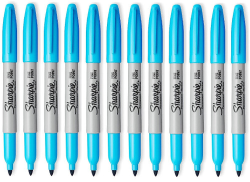 Sharpie Fine Point Permanent Marker Pen Nano Blue 12 Pack