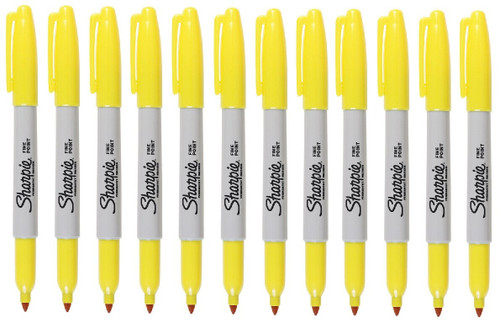 Sharpie Fine Point Permanent Marker Pen Standard Yellow 12 Pack