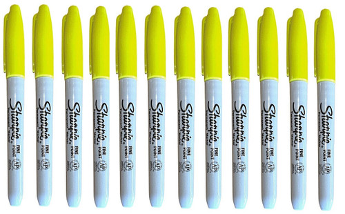 Sharpie Fine Point Permanent Marker Pen Supersonic Yellow 12 Pack
