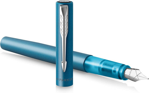 Parker Vector XL Fountain Pen Medium Teal Blue Metallic Blue Ink