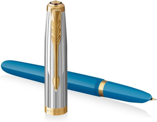 Parker 51 GT Premium Fountain Pen Turquoise Fine Nib Gift Box