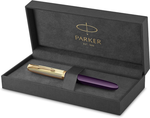 Parker 51 GT Premium Fountain Pen Deluxe Plum Medium Nib Gift Box