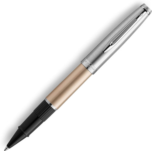 Waterman Emblème Deluxe Rollerball, Gold with Chrome Trim, Fine Point Black