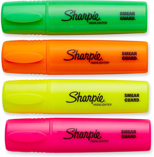 Sharpie Fluo XL Highlighters Chisel Tip Assorted Fluorescent 4 Count