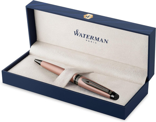 Waterman Expert Ballpoint Pen Metallic Rose Gold Lacquer with Ruthenium Trim