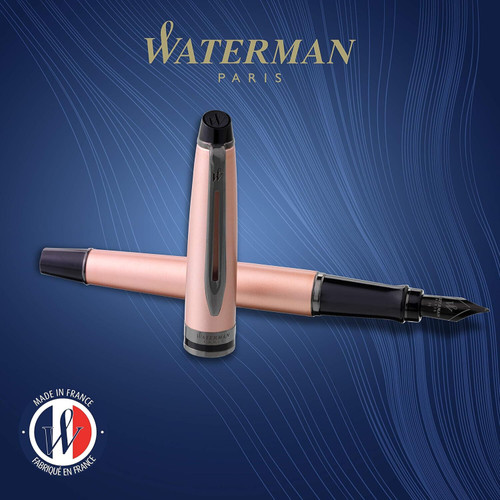 Waterman Expert Fountain Pen Metallic Rose Gold Lacquer with Ruthenium Trim Fine