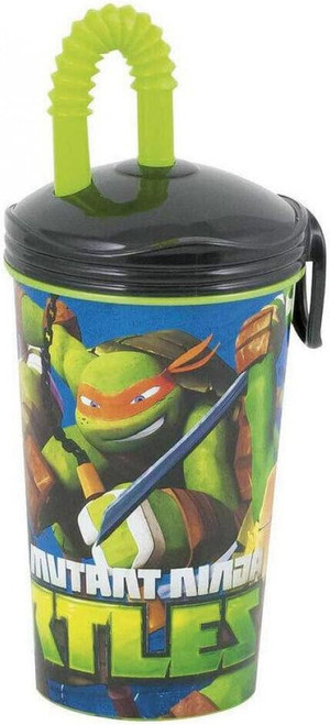 Turtles (TNMT) Drinking Cup with Lid and Permanent Bendy Straw