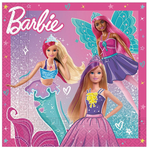 Barbie 20 Pack Paper Napkin Party Serviettes 2 Ply