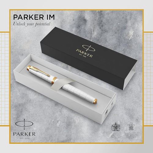 Parker IM Premium Pearl Fountain Pen with Gold Trim Medium Nib