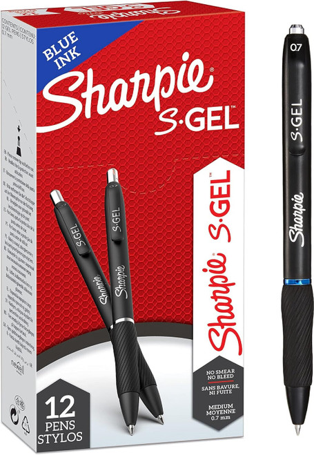 Sharpie S-Gel 0.7mm Medium Gel Pen with Blue Ink 12 Pack of Pens