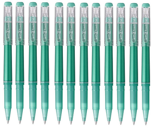 Uni-Ball Erasable Gel Ink Rollerball Pen 0.7mm Medium 12 Pack Green