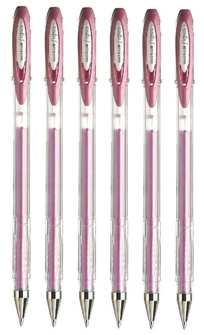 Uni Ball Signo Gel UM-120NM Pink Noble Metal Metallic 0.7mm 6 Pack of Pens