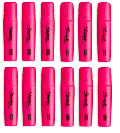 Sharpie Fluo XL Highlighter Pen 3 Blade Chisel Tip 12 Pack Pink
