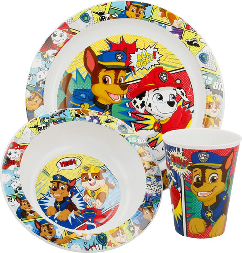 Paw Patrol 3 Piece Meal Set Plate, Bowl and Tumbler