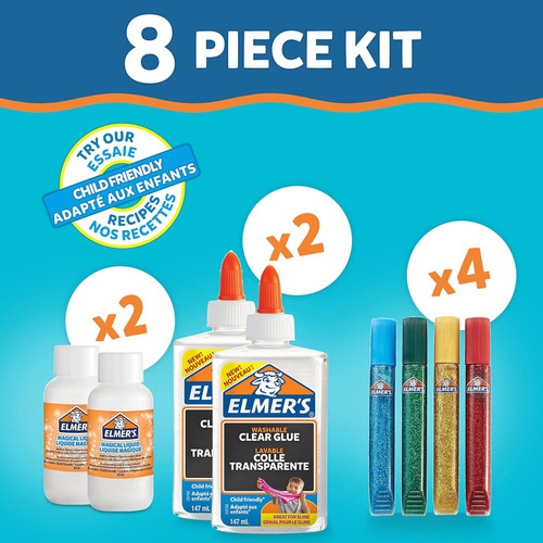 Elmer’s Glue Starter Slime Kit ,Clear Glue, Glitter Glue Pens, Magical Liquid
