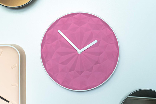 Light Glow Unglazed Ceramic Pink Battery Wall Clock