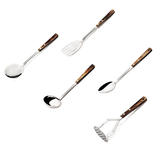 Tramontina Polywood and Stainless Steel 5 Piece Kitchen Utensil Set