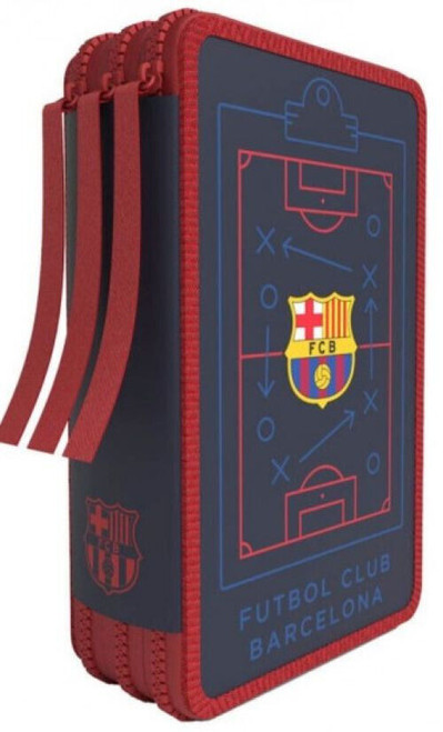 FC Barcelona 40 Piece Triple Compartment Triple Zip Filled Pencil Case